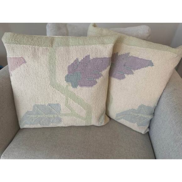 Eastern Accents Vintage 18” Dhurrie Wool Rug Throw Pillows - Picture 4 of 6